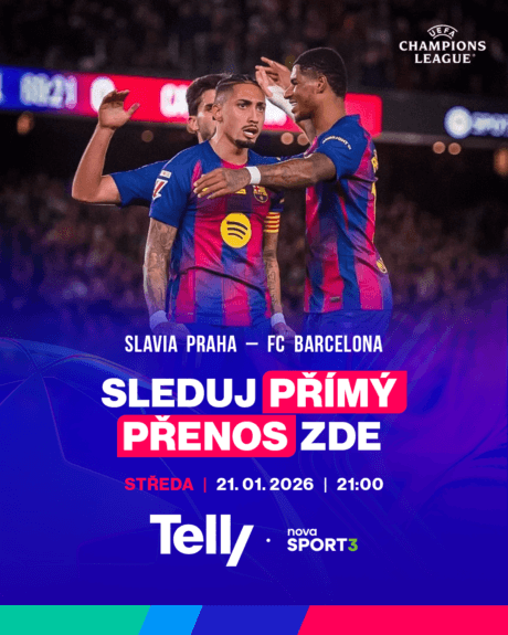 Slavia Praha – Barcelona | sleduj přímý přenos zde | středa | 21. 01. 2026 | 21:00