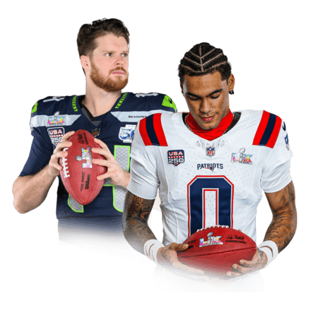 Hráči NFL týmů Seattle Seahawks a New England Patriots