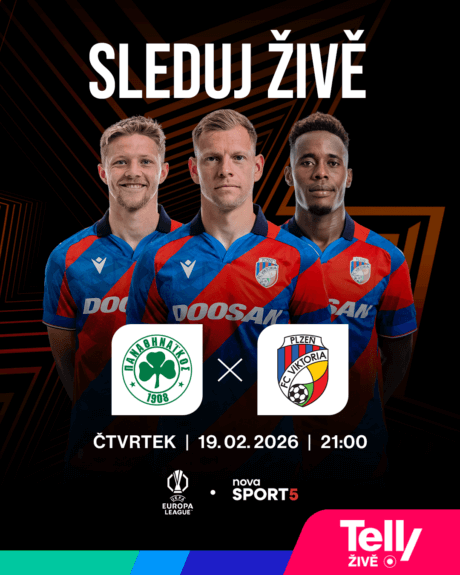 Sleduj živě | Panathinaikos Atény vs. Viktoria Plzeň | Čtvrtek | 19. 2. 2026 | 21:00 | Nova Sport 5
