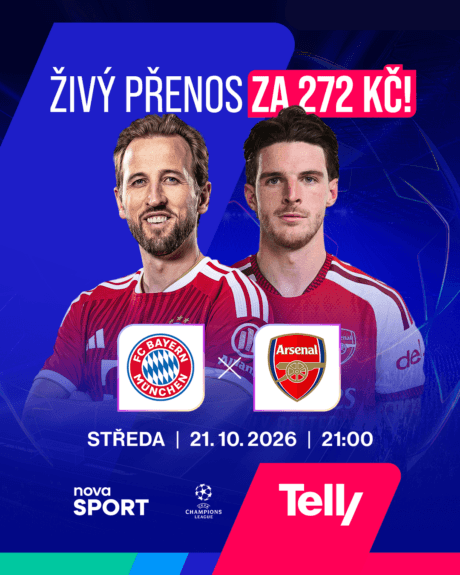 Bayern Mnichov vs. Arsenal živě na Telly, středa 21. 10. 2026 od 21:00