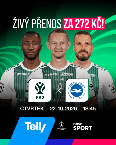 FK Jablonec vs. Brighton živě na Telly, čtvrtek 22. 10. 2026 od 18:45