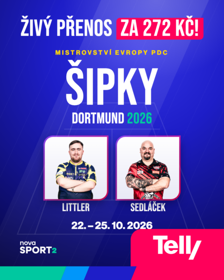 Mistrovství Evropy v šipkách živě za 272 Kč, Littler a Sedláček, 22. – 25. 10. 2026